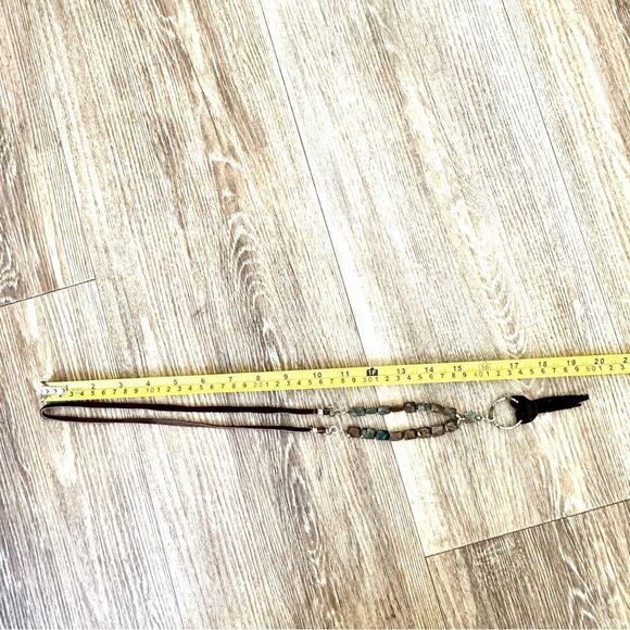 Leather cord beaded pendant tassel necklace - Picture 4 of 11